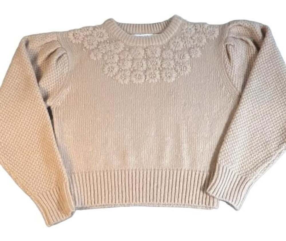 Cottagecore Astr The Label Pullover Sweater Size S Floral Beige
